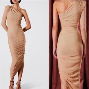 Misha Tansy Ruched Sparkle Midi Dress